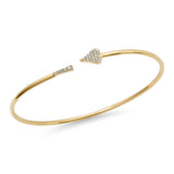 Pave Heart Gold Cuff Bangle