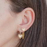 Fluted Pave Outline Heart Cuban Chain Earrings