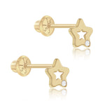 Baby Gold Star Cutout Diamond Earring