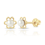 Baby Gold Flower Pearl Earring