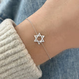 Star of David Half Gold and Half Pave Bracelet