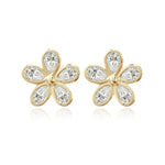 Pear Bezel Flower Stud Earrings