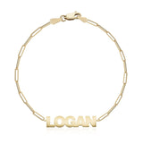 Cutout Name Paperclip Bracelet