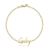 Cutout Name Paperclip Bracelet