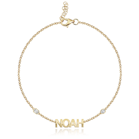 Two Diamond Multi Shape Cutout Name Bracelet