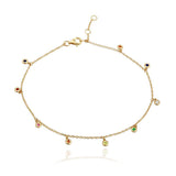 Dangling Rainbow Bezel Anklet