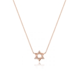 Star of David Half Pave Gold Necklace