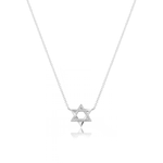 Star of David Half Pave Gold Necklace