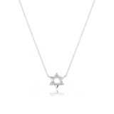 Star of David Half Pave Gold Necklace