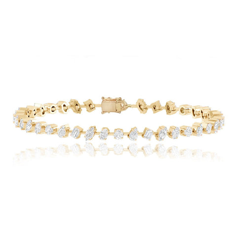 Diagonal Multi Shape Diamond Tennis Bracelet