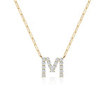 Large Diamond Paperclip Initial Necklace