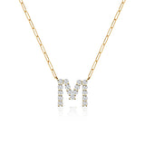 Large Diamond Paperclip Initial Necklace