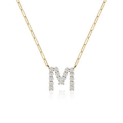 Large Diamond Paperclip Initial Necklace