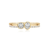 Two Band Two Bezel Diamond Pave and Gold Ring