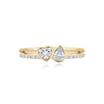 Two Band Two Bezel Diamond Pave and Gold Ring