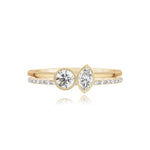 Two Band Two Bezel Diamond Pave and Gold Ring