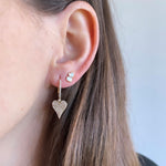 Dangling Pave Modern Heart Hoop Earrings