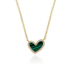 Slanted Stone Pave Outline Heart Necklace