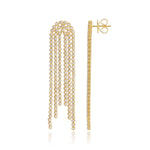 Three Lines Tassel Diamond Drop Bezel Earrings