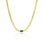 Solitaire Emerald Gold Snake Necklace