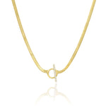 Gold and Pave Clasp Snake Necklace