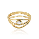 Four Gold Row Marquise Center Diamond Ring