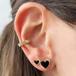 Medium Fluted Outline Stone Heart Studs