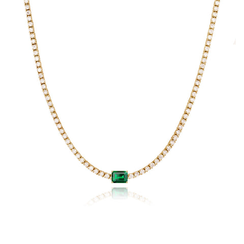 Solitaire Gemstone Tennis Necklace