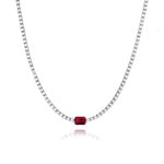 Solitaire Gemstone Tennis Necklace