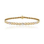 Oval Diamond Golden Bracelet