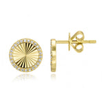 Fluted Pave Round Earrings