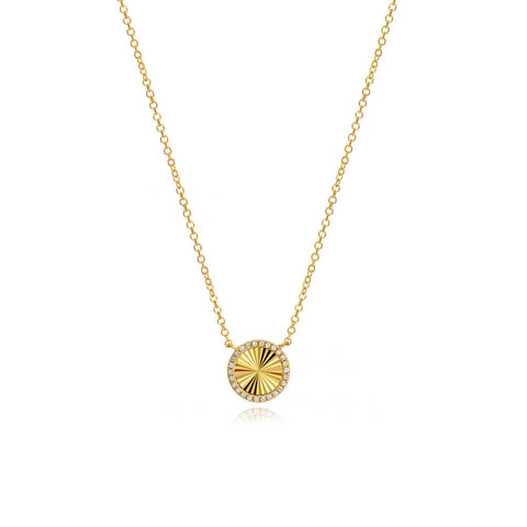 Fluted Pave Round Necklace