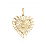 Fluted Heart Center Diamond Charm