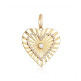 Fluted Heart Center Diamond Charm