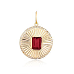 Gemstone Striped Round Medallion Charm with Diamonds