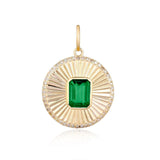 Gemstone Striped Round Medallion Charm with Diamonds