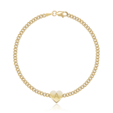 Gold Heart Cuban Chain Bracelet