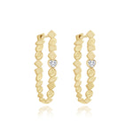 Golden Multi Shape Solitaire Diamond Hoops