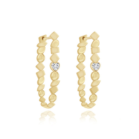 Golden Multi Shape Solitaire Diamond Hoops