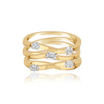 Five Row Multi Shape Solitaire Diamond Ring