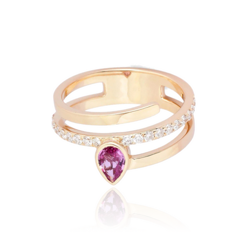 Gold Pave Swirl Solitaire Gemstone