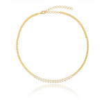 Golden Oval Diamonds Tennis Necklace