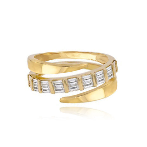 Half Gold Half Baguette Swirl Ring