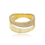 Half Fluted Half Pave Thick Ring