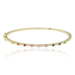 Thin Gemstone Rainbow Segment Diamond Bangle