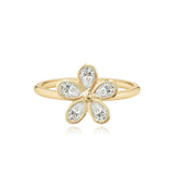 Pear Bezel Flower Ring