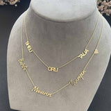 Multiple Cutout Gold Names Necklace