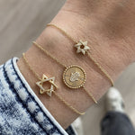 Star of David Half Gold and Half Pave Bracelet