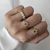 Pave Star of David Cuban Link Ring