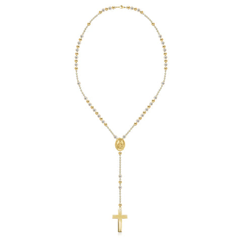 Gold and Diamond Ball Rosary Necklace